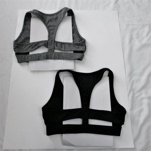 2 Cascade Blue Women OpenBack Sport Bras Blk,Gry M